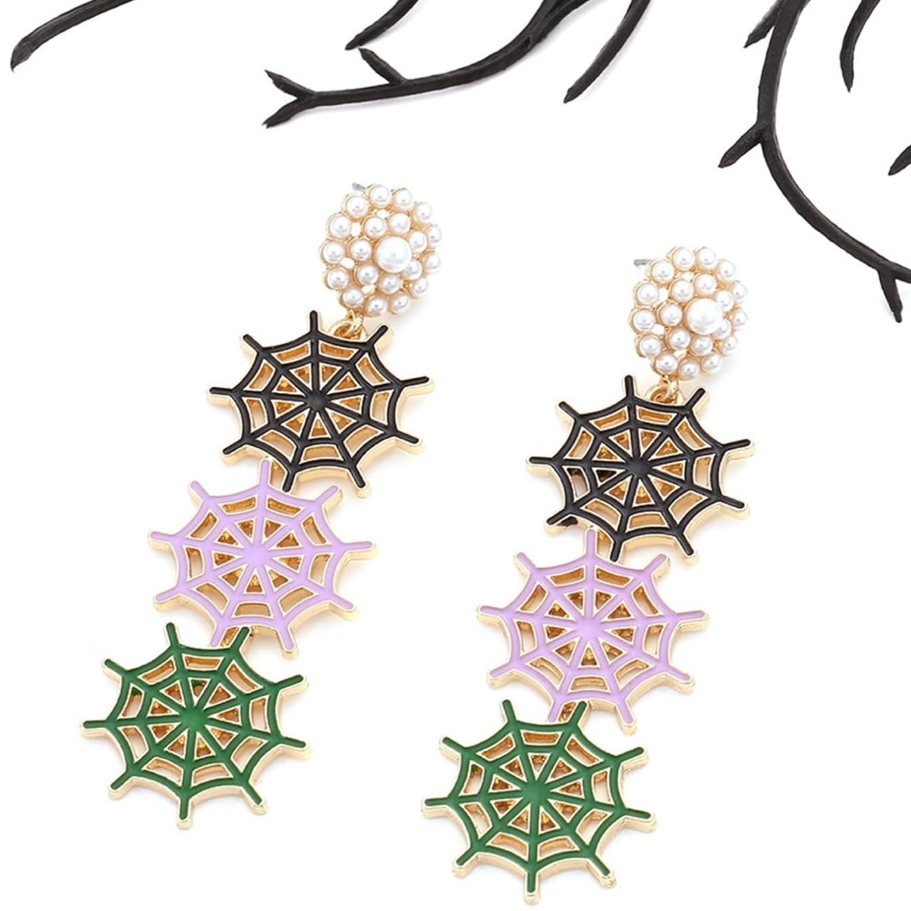 Elegant Spider Web Drop Earrings